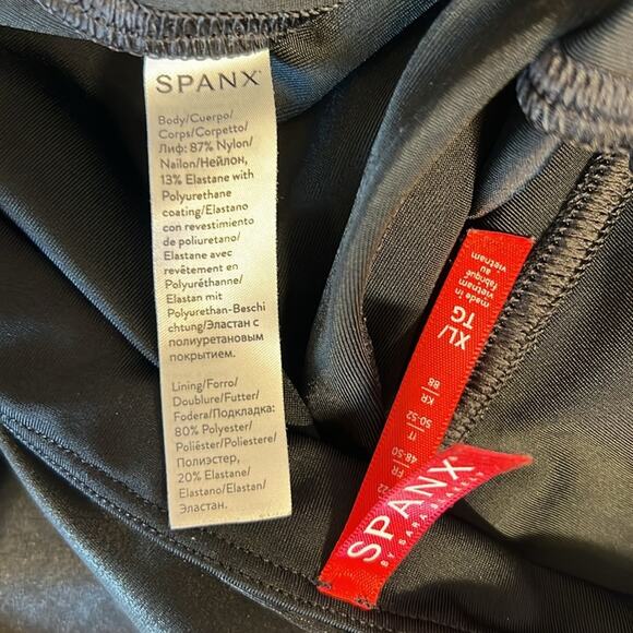 Spanx Women’s Sz XL Black Faux Leather High Rise Leggings Pull On Shaping - Picture 16 of 16